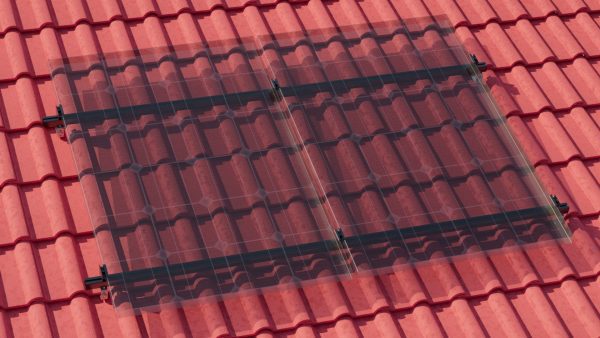 Montageset-Schrägdach/Ziegeldach - für 2 x PV-Module (hochkant- nebeneinander) Black-Profiles
