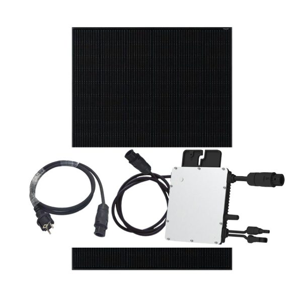 Produktbild: PV Modul von JA Solar 405W mit Hoymiles Wechselrichter HM-300 inkl. Anschlusskabel - das Balkonkraftwerk für den Einsteiger