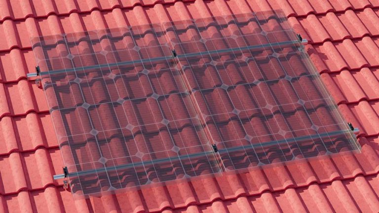 Montageset - Schrägdach/Ziegeldach - für 2 x PV-Module (hochkant, nebeneinander)