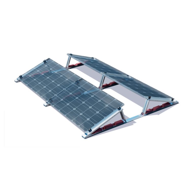 Montageset für 4 PV-Module mit einstellbarem Neigungswinkel. Ost-West Ausrichtung.