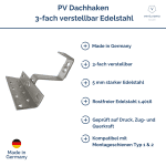 Vorteile von PV Dachhaken 3-fach verstellbar Edelstahl