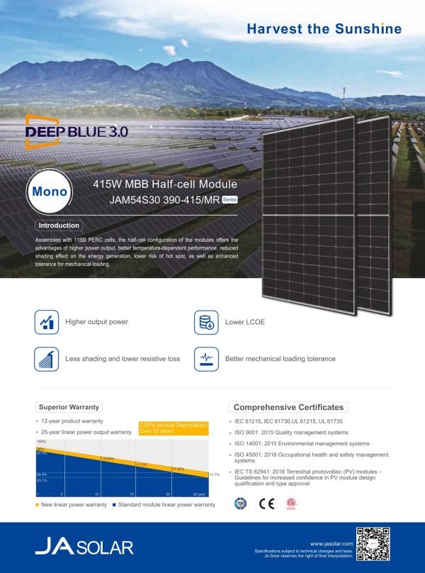 Produktbild für JA Solar JAM54S30 Black Frame 415W