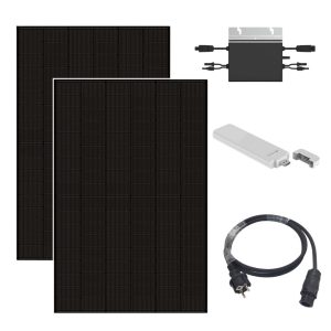Produktbild - Balkonkraftwerk 800W mit Hoymiles HM-800 Wechselrichter & 2x Jolywood JW-HD108N PV Modulen Full Black
