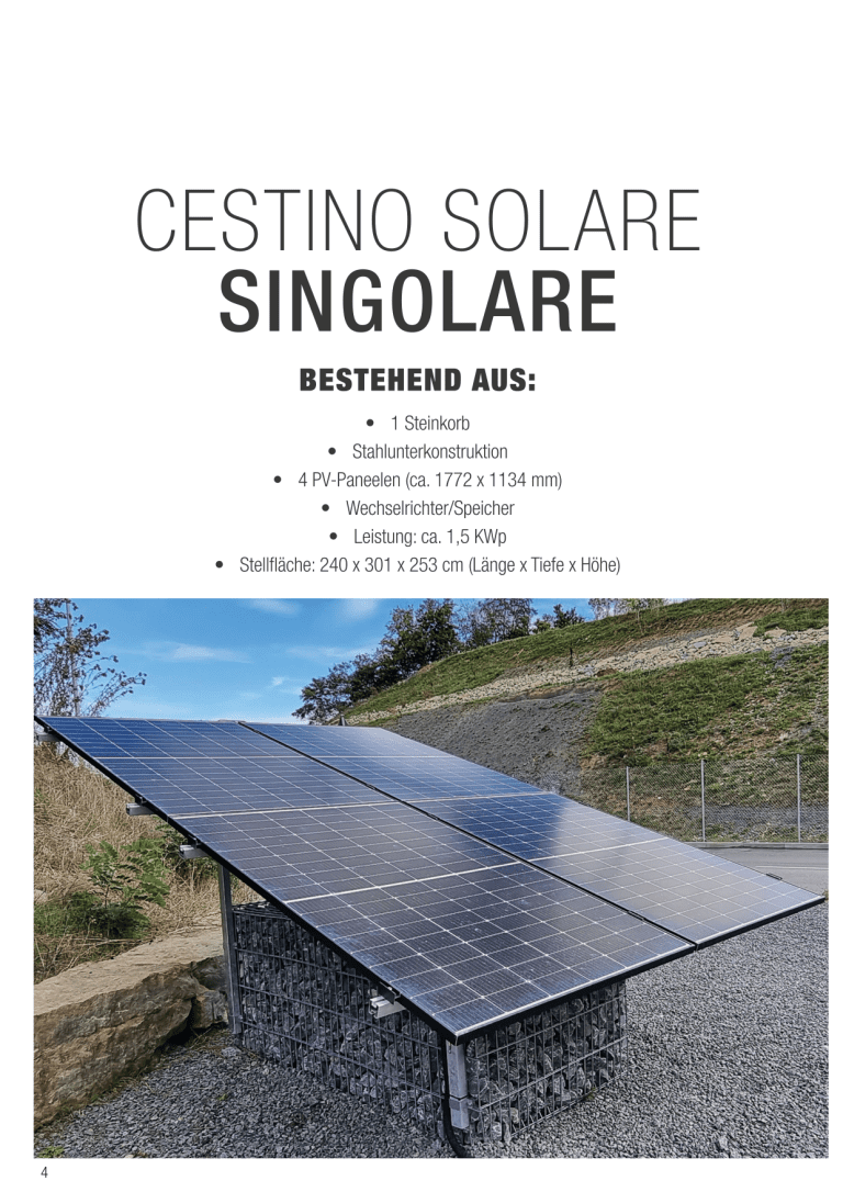 Lieferumfang und Details Cestino Solare Singolare