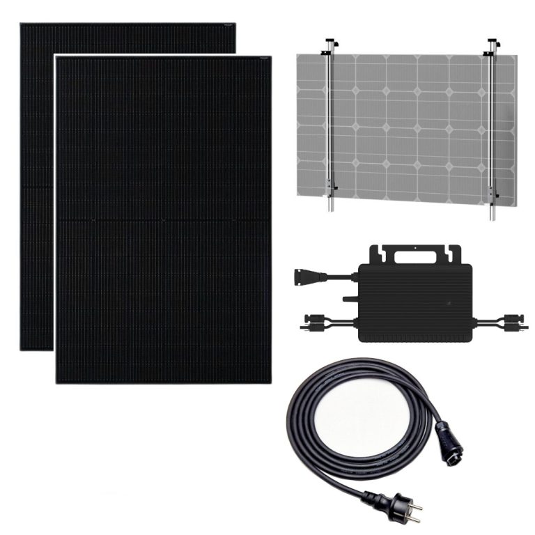 Balkonkraftwerk mit HM-800 und 2x JA Solar PV Modulen, Balkonhalterung & DTU im Set mit 800W max. Leistung