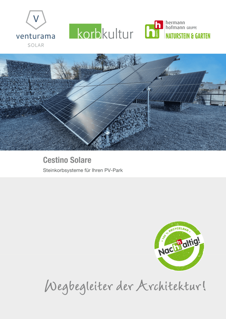 Flyer: Nachhaltiges Steinkorbsystem für Solarpark