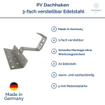 Vorteile PV Dachhaken 3-fach verstellbar Edelstahl MT123 (1.4301) Standard