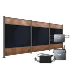 Produktbild FlexPVence Solarzaun 1,80m hoch mit drei PV Modulen und Speicher