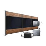 Produktbild FlexPVence Solarzaun 2m hoch mit drei PV Modulen und Speicher