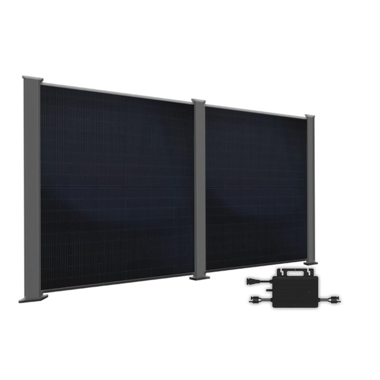 Produktbild PowerPVence Solarzaun 1,80m hoch mit zwei PV Modulen und Wechselrichter