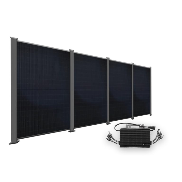 Produktbild PowerPVence Solarzaun 1,80m hoch mit vier PV Modulen und Wechselrichter