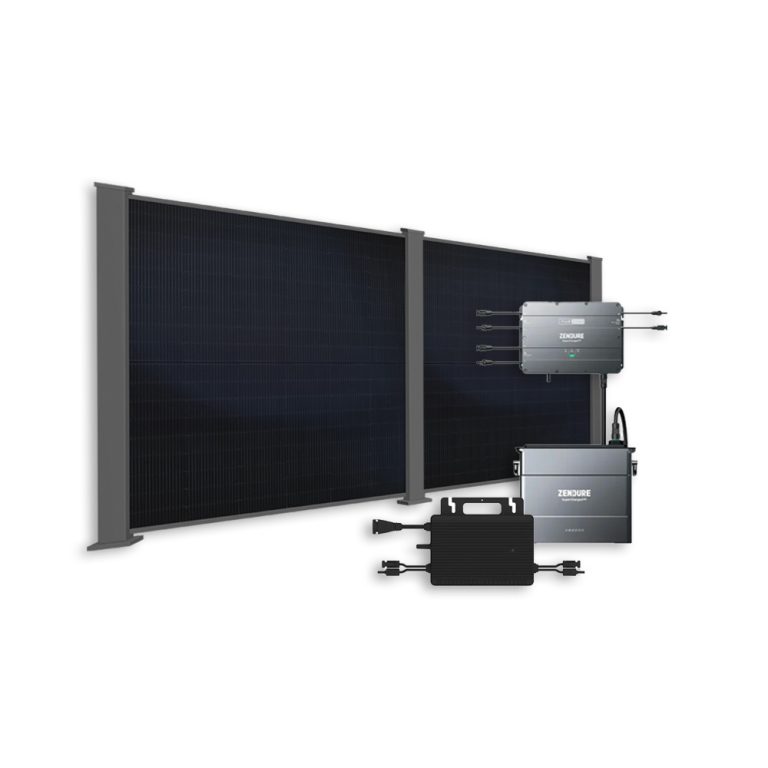 Produktbild PowerPVence Solarzaun 1,80m hoch mit zwei PV Modulen und Speicher