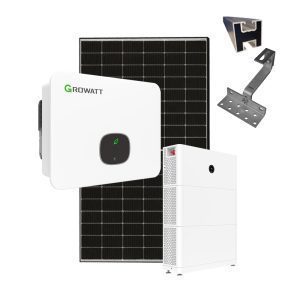 Produktbild: Ja Solar PV Modul, Growatt Hybrid Wechselrichter und APX Solarspeicher 10 kWh.
