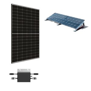 Balkonkraftwerk mit Hoymiles HM-800 & DTU-Wlite DW-Lite 25 - 2x JA Solar PV Module Black Frame und FlatFlex Flachdach Montageset
