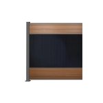 Vorderansicht FlexPVence Solarzaun Feld mit 1x Eckposten in Teak