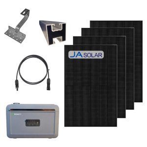 Produktbild: Balkonkraftwerk mit 4x Ja Solar PV Modulen und Growatt NEXA 2000 Solarspeicher, inkl. Unterkonstruktion