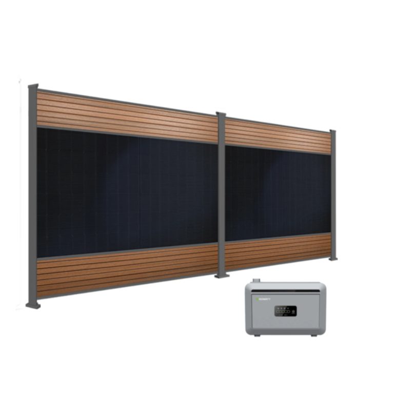 Produktbild - FlexPVence Solarzaun 1,80m hoch mit zwei PV Modulen und Speicher