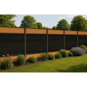 Produktbild Leistungsstarker Zaun im Garten: FlexPVence Solarzaun mit WPC-Lamellen als Umzäunung