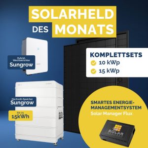 Produktbild: Solarheld des Monats PV Anlage 15kWp mit Sungrow Wechselrichter, Speicher und Solar Manger Flux