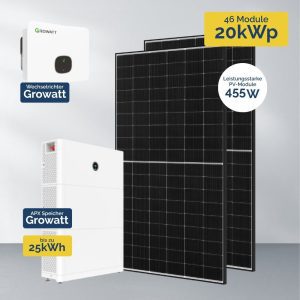 Produktbild Aktion PV Komplettanlage mit Growatt Hybrid Wechselrichter APX Solarspeicher PV Modul 455W