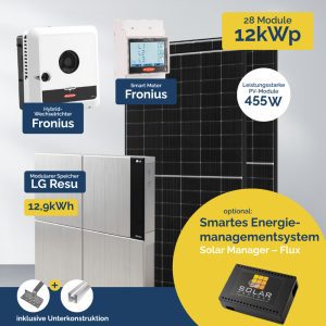 Produktbild Aktion PV Anlage 12kW mit Fronius Wechselrichter, LG Speicher 12.9 und Unterkonstruktion